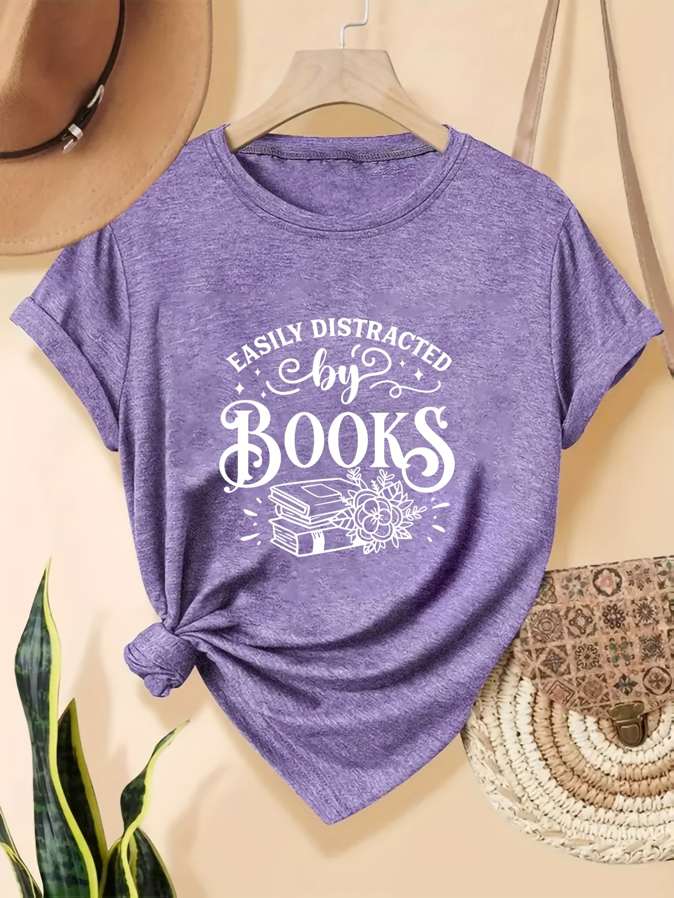 thumbnail image 2 of Book Lover T-Shirt For Women - "I'm OK" Bookworm Reading Tee With Book Print Design 2 of 9