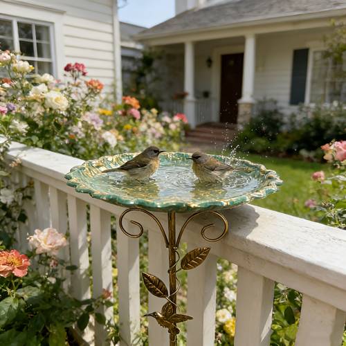 vintage garden bird bath bowl multicolor with accents freestanding bird feeder suitable for hummingbirds and durable no electricity required ideal for outdoor use and garden decoration mosaic bird bath