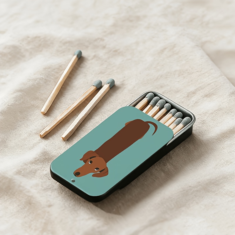 1 Inverted Dachshund Metal Matchbox, Easy-to-carry Retro Design, Multi-functional Decorative Storage Box, Suitable For Daily Use, Matches Not Included, Is An Ideal Gift For