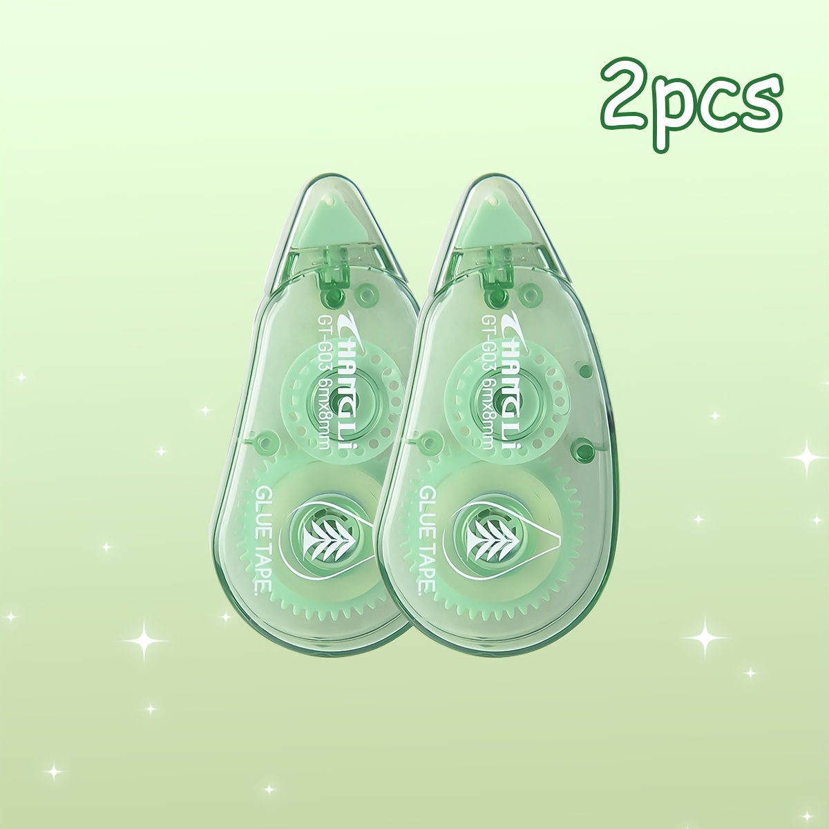 Wqn 2pcs Green Dotted Double-sided Glue Large Capacity Gel Smooth Non-jamming Suitable For Correcting And Crafting For Back To
