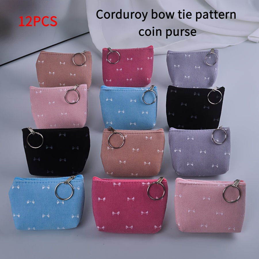 E-shop Damen Münzfach, 12-teiliges Cord-Schleifenmuster Münz- und Kartenhalter, Multifunktionale Schmucktasche, Kompakte Stilvolle Handtasche, Geeignet