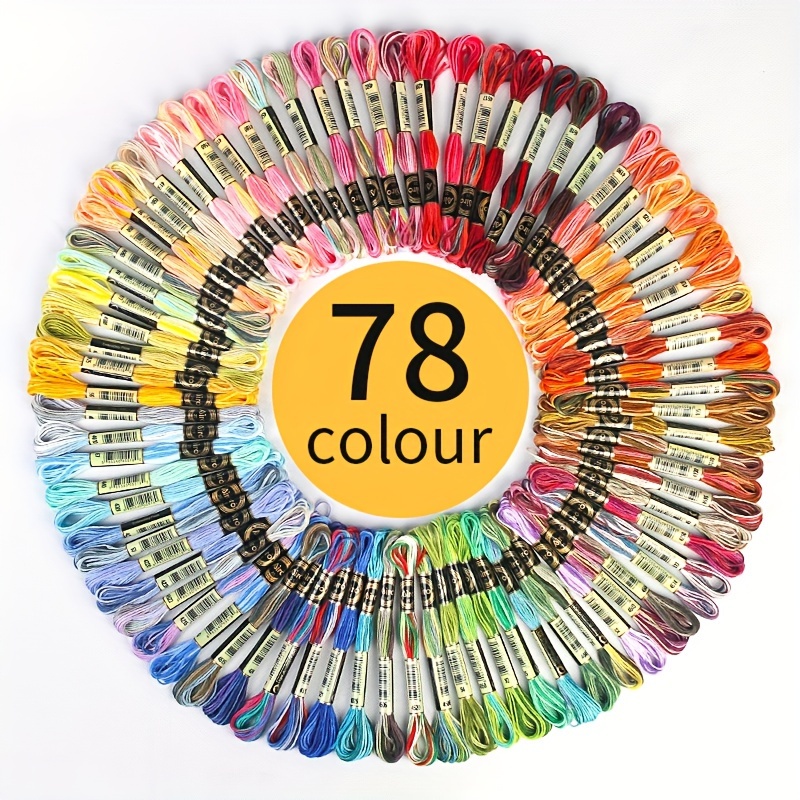 

78pcs/pack Colors Double Standard 8 Meters Multicolor Each Polyester Cross Stitch Embroidery Bracelet Composition Embroidery Thread