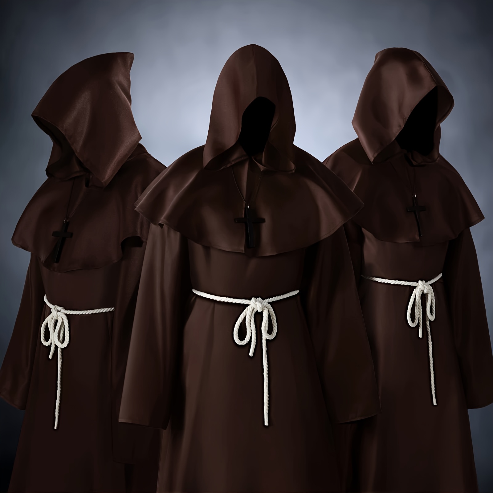 Mönchskostüm Mittelalter - Komplett-Set Mit Umhang Für Halloween & Cosplay