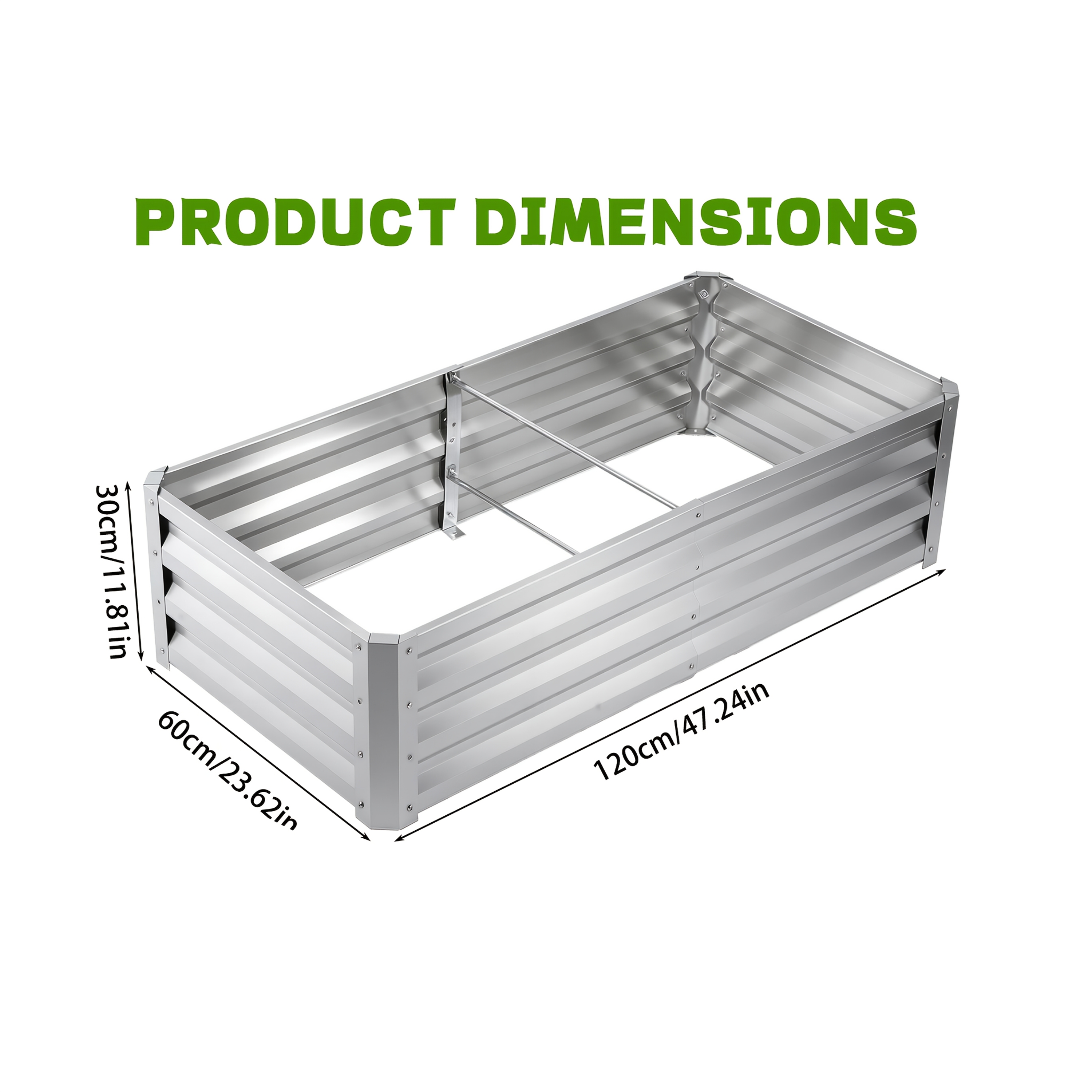 Galvanized Raised Garden Bed, Rectangular Outdoor Elevated Planter Box With Safety Edging And Open Bottom For Growing Flowers, Herbs, And Vegetables, 120 X 60 X 30cm