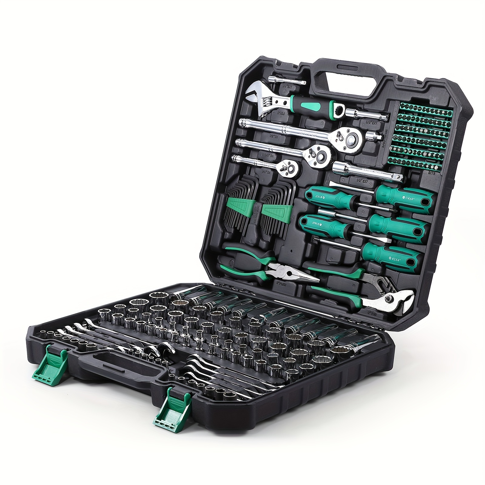 

213 Piece Mechanic Tool Set And Socket Wrench Set, Cr-v Constructed Sae And Metric Household Hand Tool Kit, Home/auto Repair Tool Sets With Plastic Storage Case