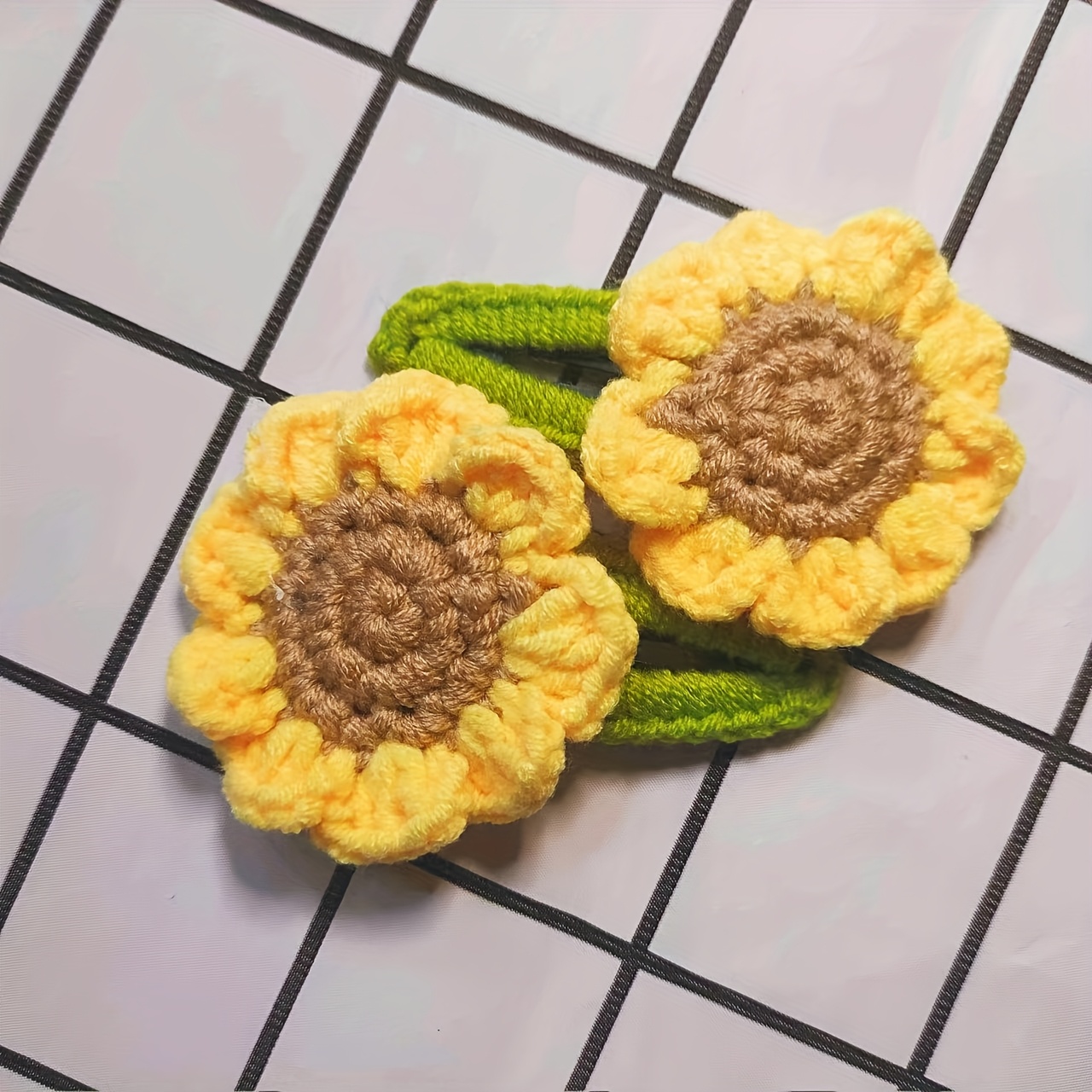 a set 2 sunflower hair clips handcrafted crochet sunflower - Temu