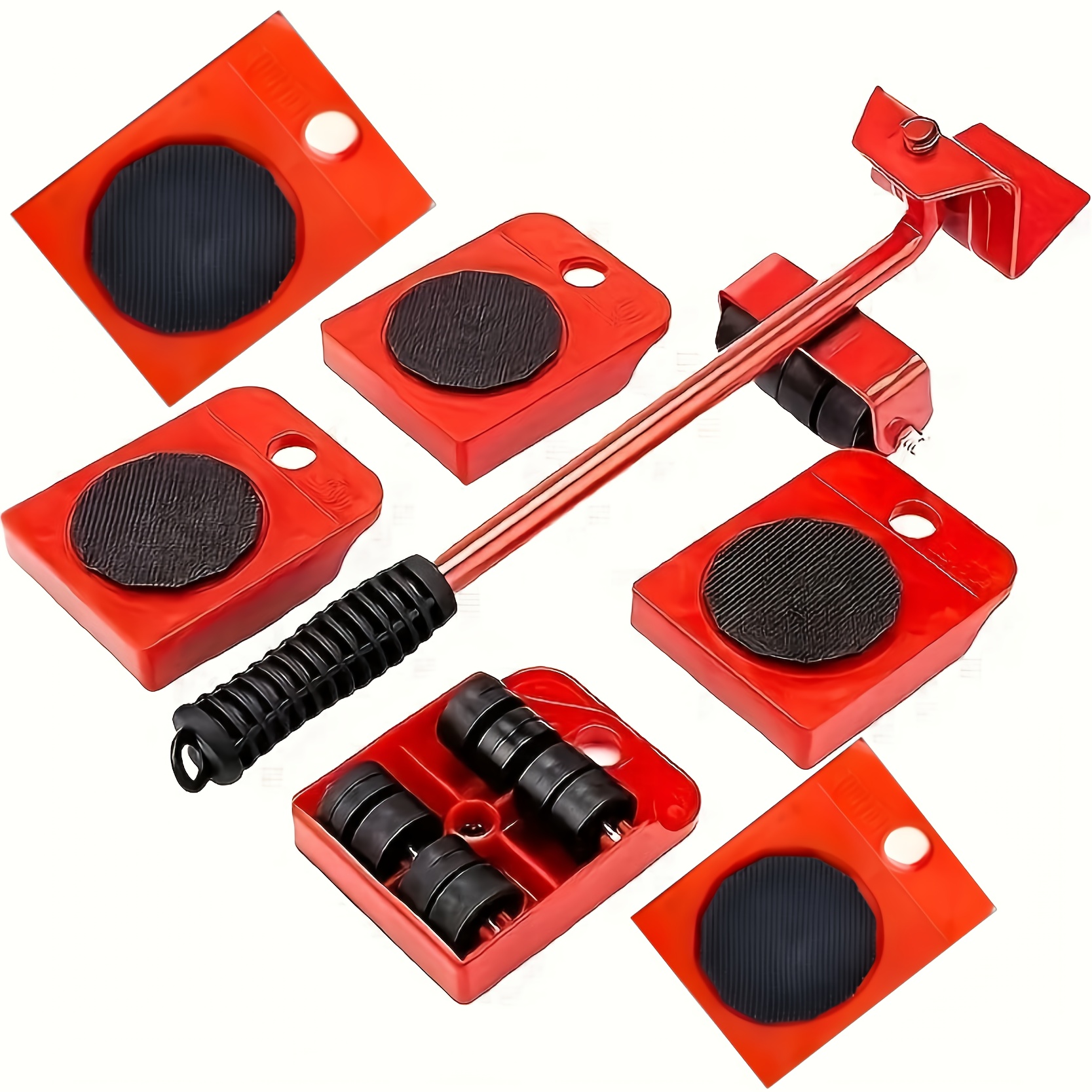 TEMU 7 pièces Patins de Mobilier Robustes - Structure en métal , rouletttes Rouges Économiseuses d'effort Outils Manipulation Facile pour Appareils
