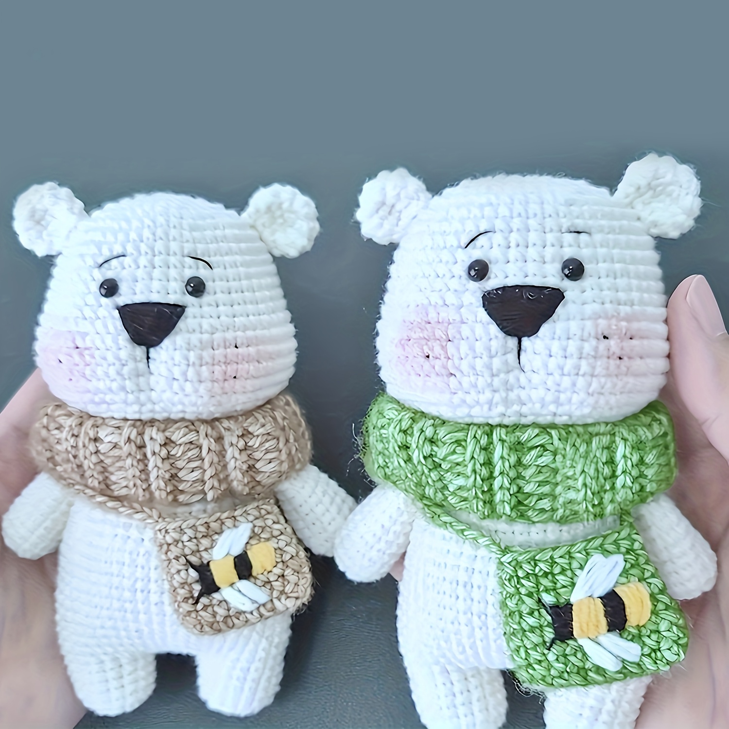 

Vioiv 2pcs Mini Bear Crochet Kit For Beginners - Complete Diy Craft Set With English Instructions & Gift Bag - All