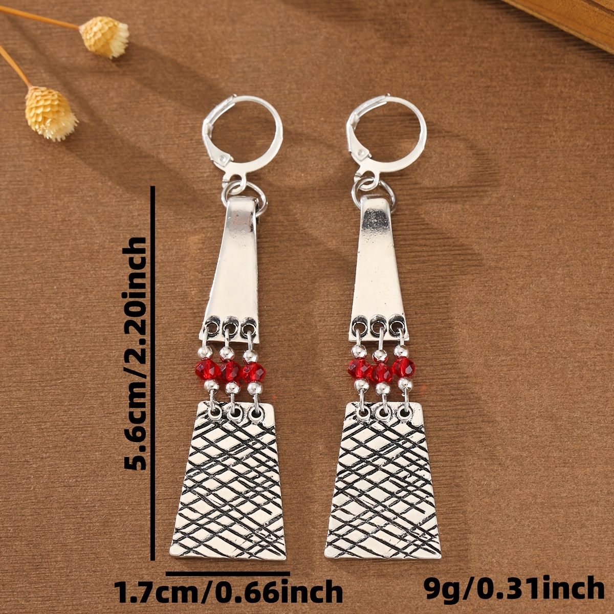 Women's Vintage Distressed Plaid Beaded Tassel Earrings