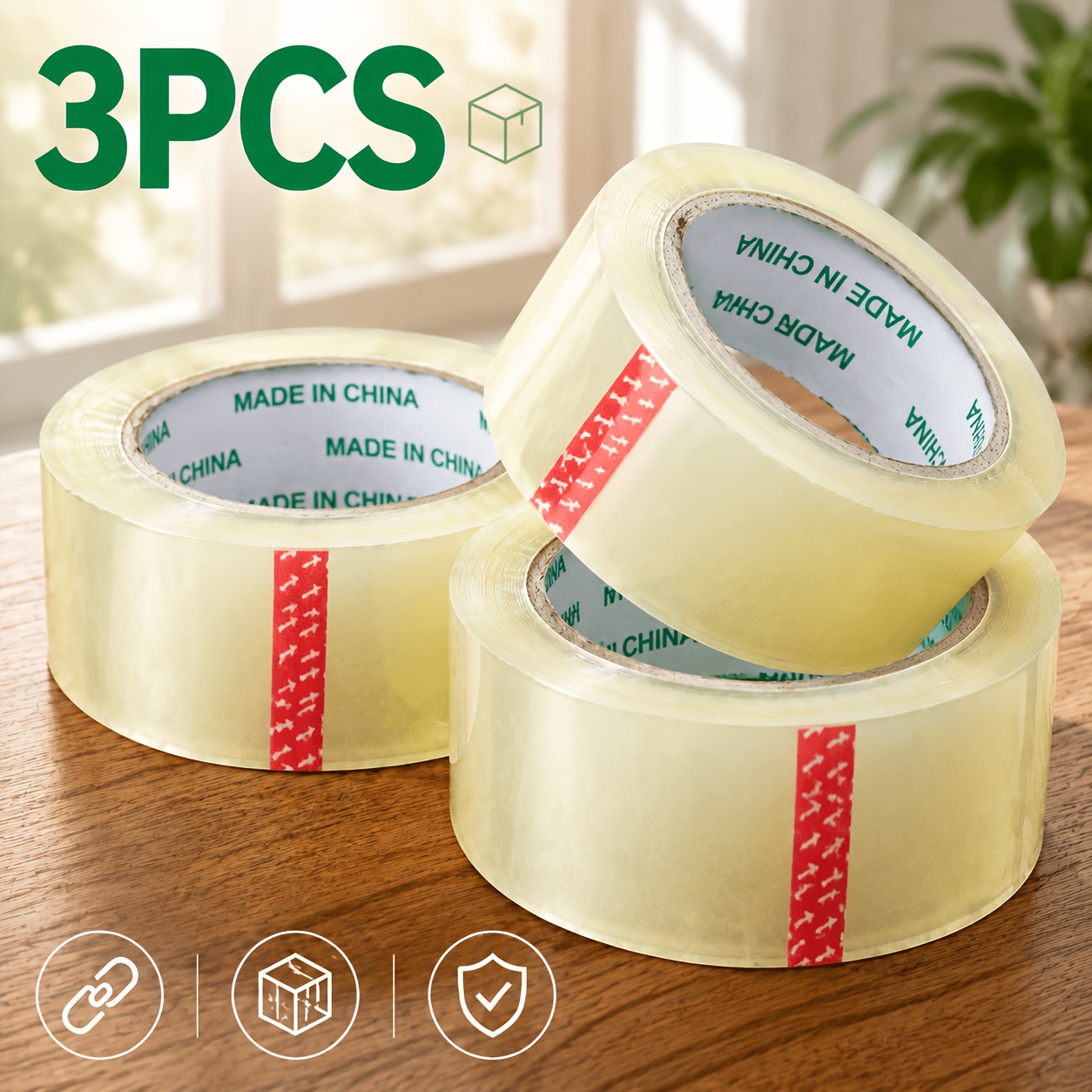 TEMU 3 Rolls Of Extra-wide Transparent Packing Tape(1.57in X 114.8ft)- High-, Strong, Durable, And Break-resistant- Ideal For Shipping, , Moving,