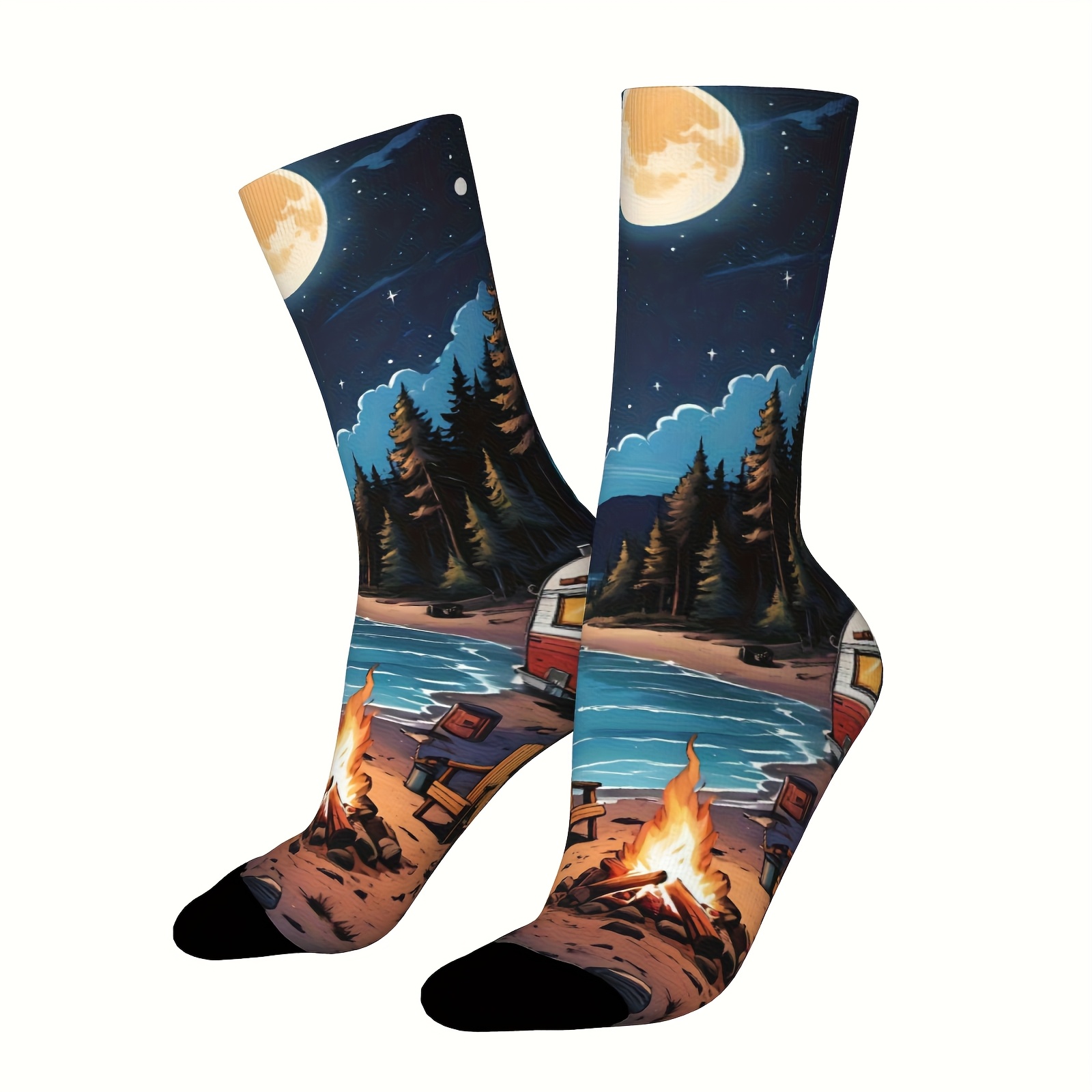TEMU Chaussettes d'extérieur pour femmes avec de camping - Fabriquées à 95% et 5%, lavables en machine, idéales pour les passionnées de sports de ,