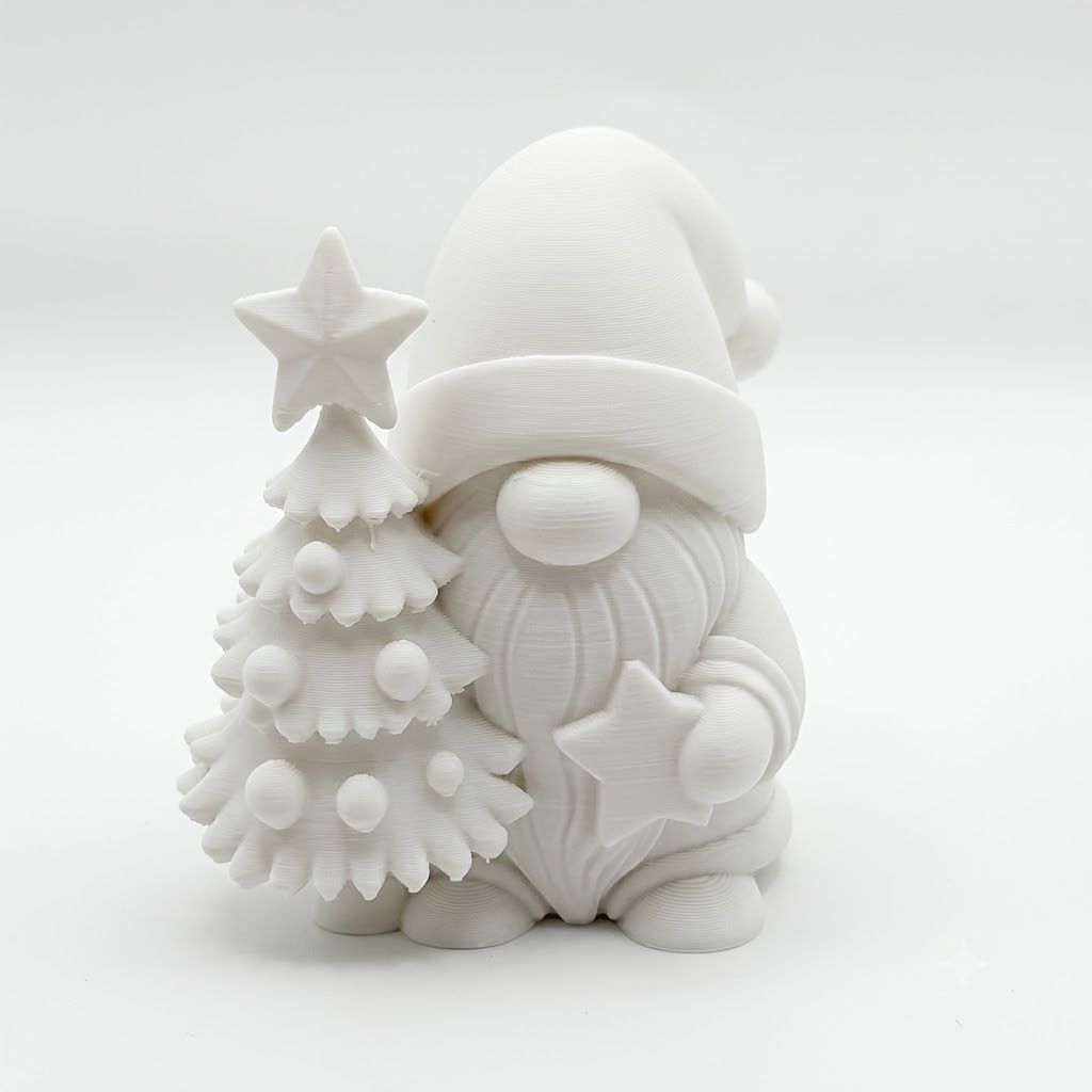 TEMU 3d Printed White Petg Miniature Gnome Figurine - Suitable For Holiday Table Centerpiece, Winter Desktop Decorations, Plastic Dolls For Christmas