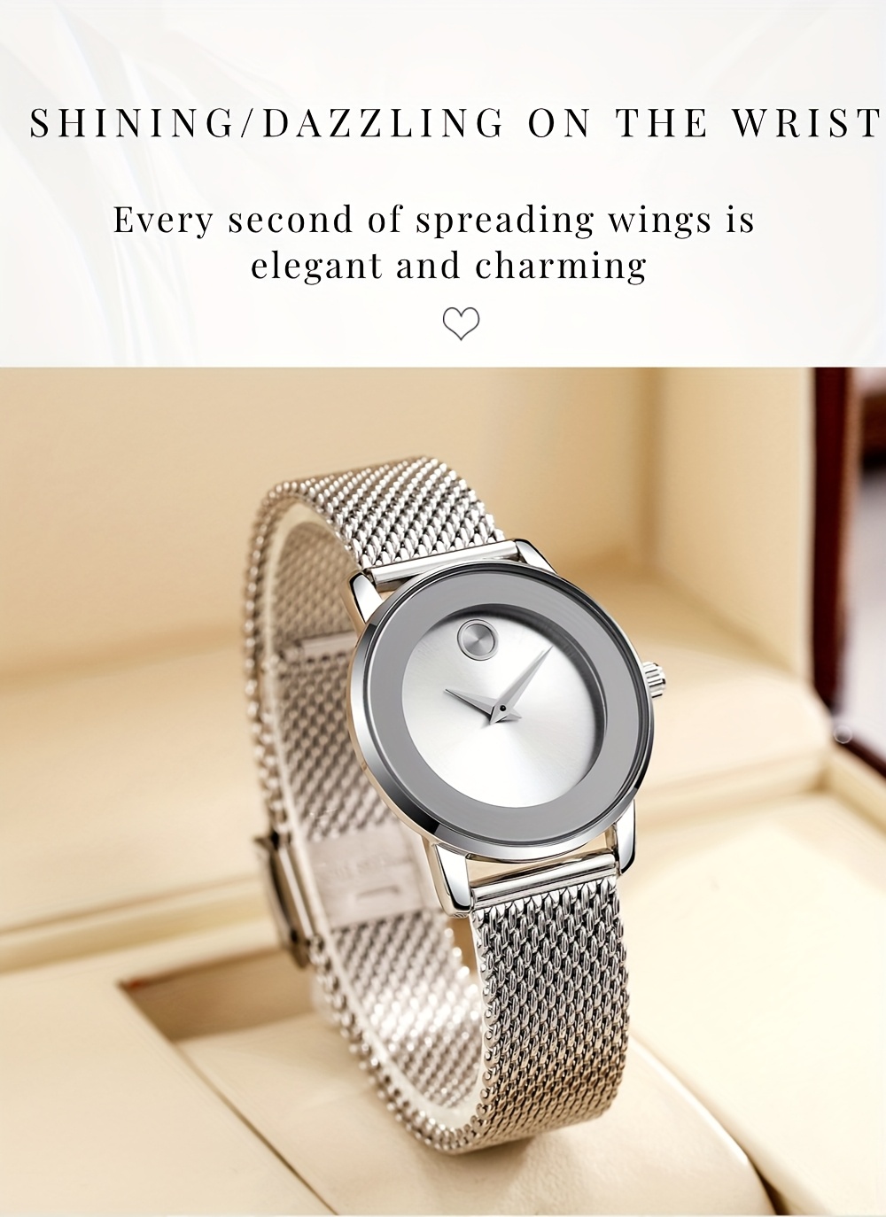 CHRONOS Women's Fashion Classic Versatile Watch, Stainless Steel Braided Strap Trendy No-Second-Hand Design, Exquisite Compact Light Luxury Party Quartz Watch, Business Travel Ladies Watch, Holiday Gift Watch, Elegant and Gorgeous Women's Wristwatch