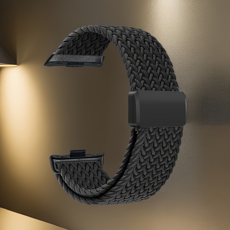 TEMU 1 correa de bucle magnético trenzada elástica de poliamida, ajustable, cinta transpirable, colorida de moda, compatible con Xiaomi Smart Band