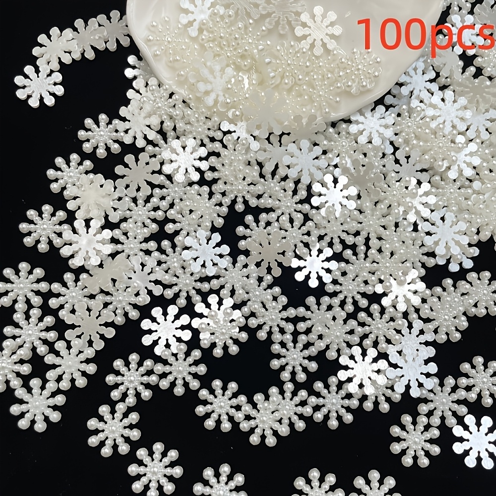 TEMU 100 Stück hochwertige weiße Schneeflocken Acrylperlen, geeignet für diverse Schmuckherstellung und Bastelarbeiten