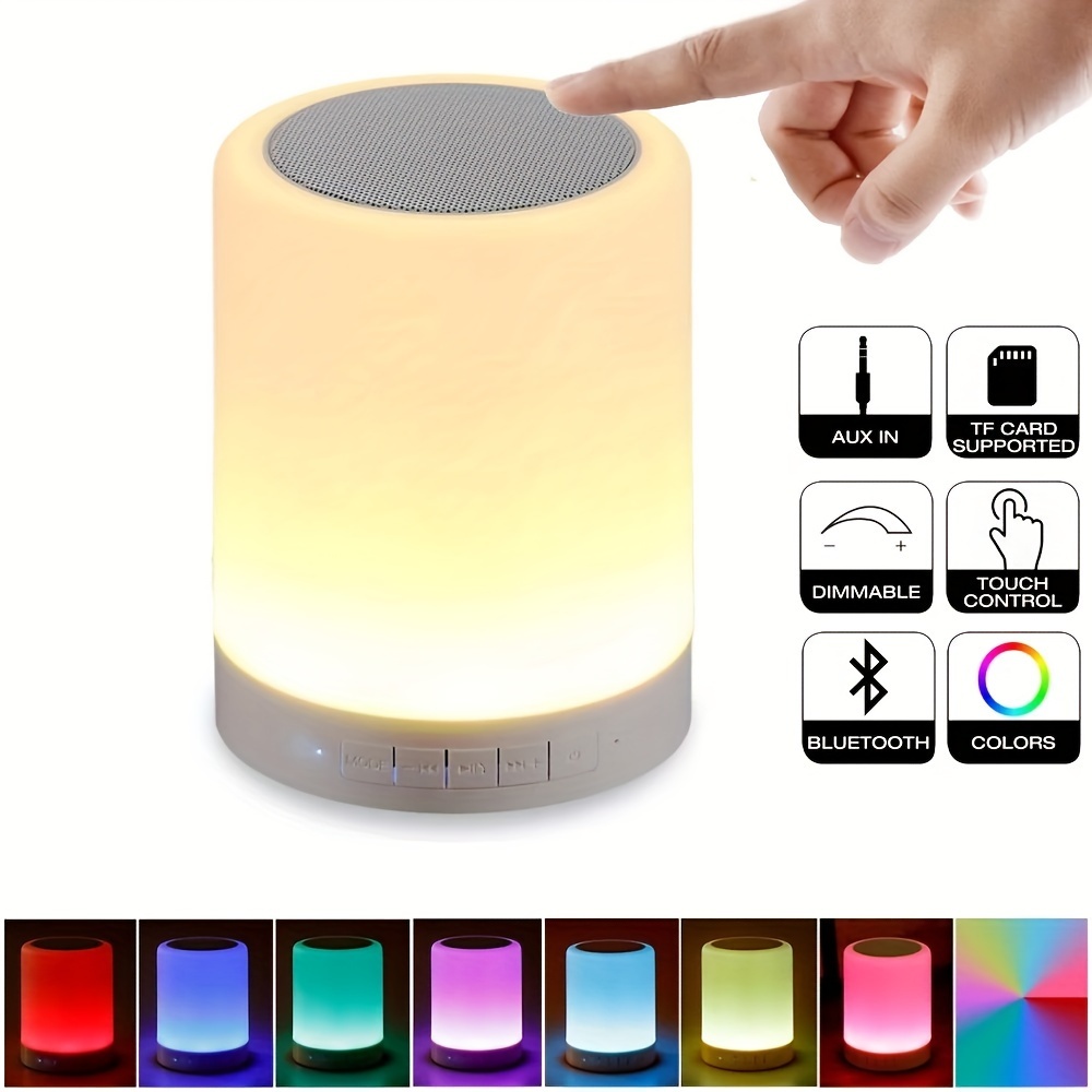 Enceinte Bluetooth Reveil Veilleuse, Lampe de Chevet Tactile avec Machine à  Bruit Blanc, Haut-Parleur Bluetooth