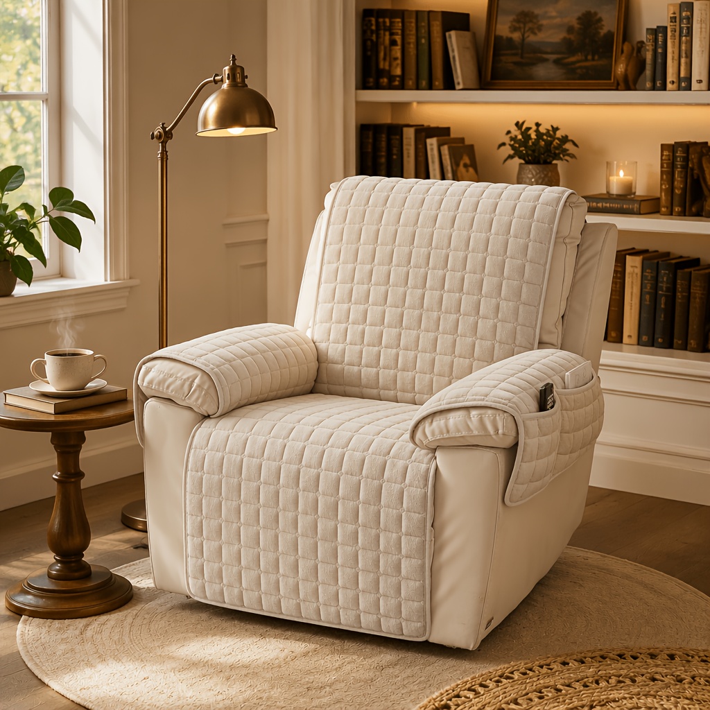 TEMU [square Chesterfield] 1pc Anti-slip Square Single Sofa Cover, Buckle Fixed, Non-slip Sofa Cover, Sofa Protector, Non-hair, Pet-friendly, Machine