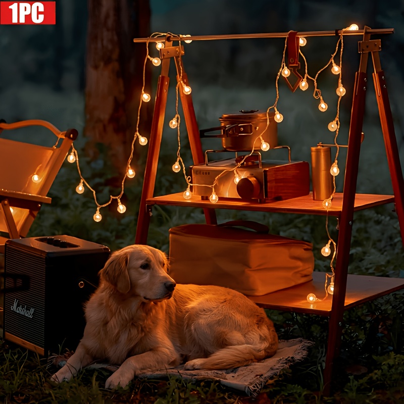 TEMU 1pc Bubble Light String (2m, 10 Leds) Battery Powered, Warm Light, Indoor Decoration For Fireplace Shelf, Room Decor, Seasonal Lighting, Festive