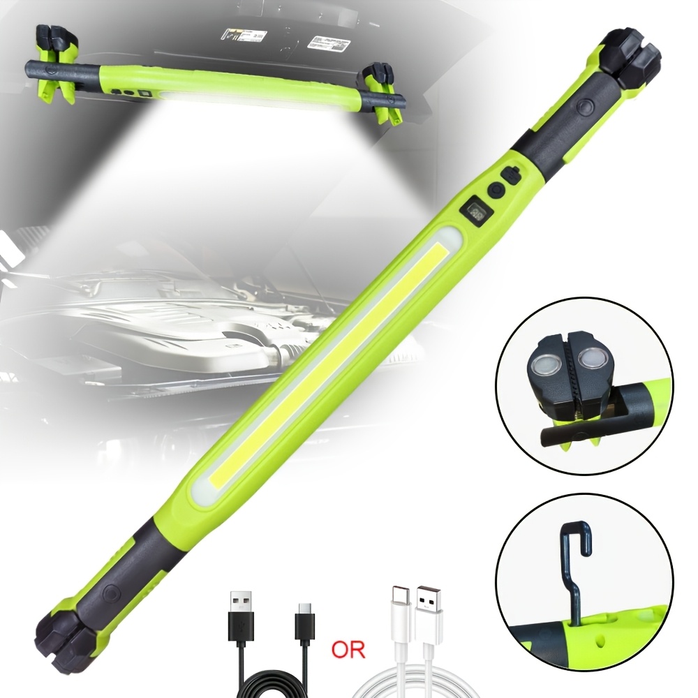 TEMU Rechargeable (red/green) Magnetic Led Work Light Strip, High Brightness Wireless Portable Maintenance Light, Strong Magnetic Adsorption Hook