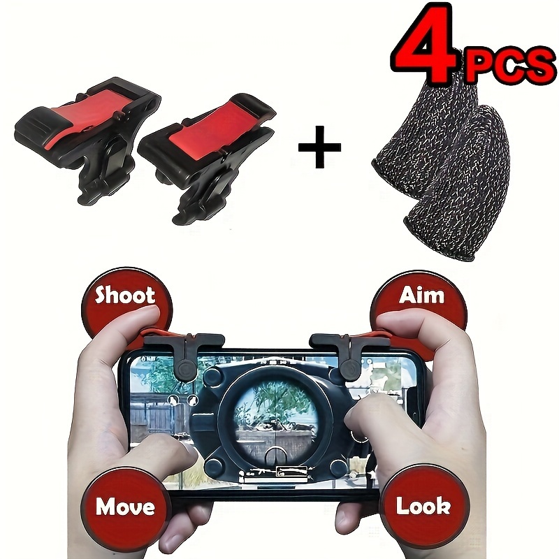 

4pcs/set Mobile Game Aids, Mobile Game Controller, Integrated Grip For Quick Shooting Assistance, Anti Slip And Anti Sweat Finger Covers, Essential Tool For Playing Games