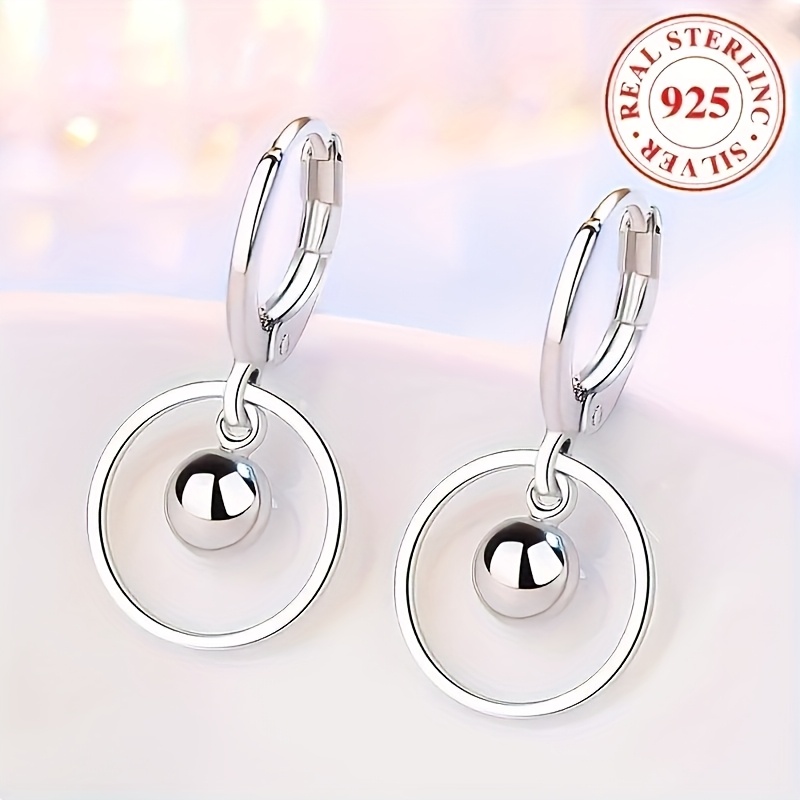 TEMU Luxurious 925 Sterling Silvery Hoop Earrings - Hypoallergenic, Elegant, And Durable - Perfect For Banquet, Party, Or Daily Wear As A Gift For