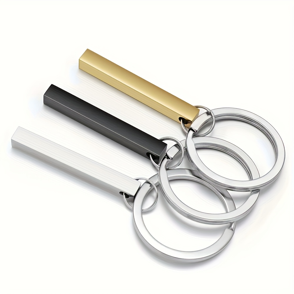 Customizable Stainless Steel Keychain with 4 Sided Engraving