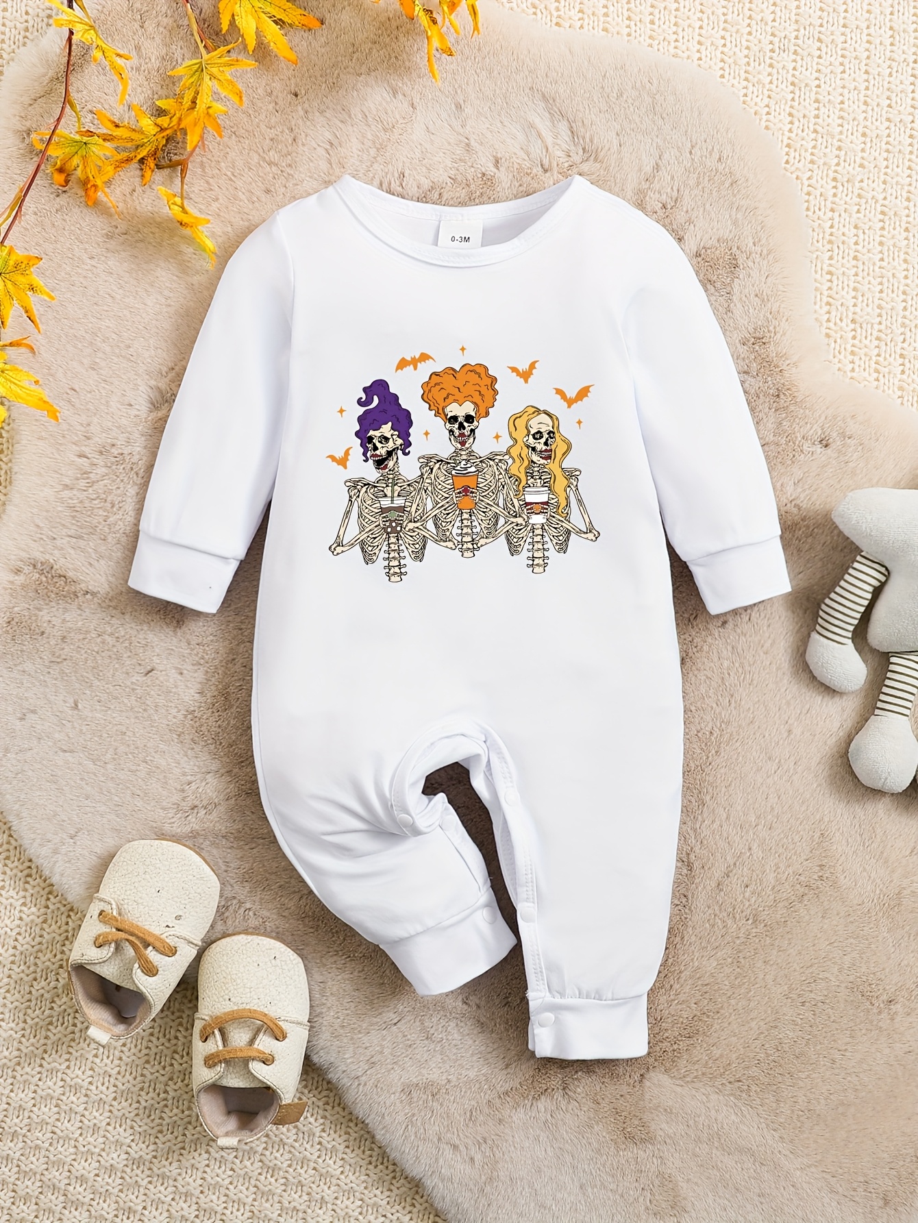 Tenue D'Halloween Bébé Fille Citrouille Squelette - Ensemble 2 Pièces Sweat à Capuche Et Pantalon