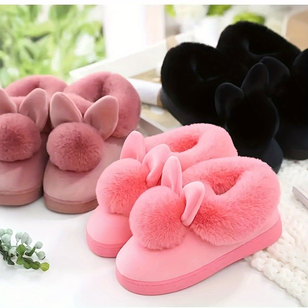 womens cozy slippers winter plush slides warm comfortable indoor outdoor footwear   hand washable solid color   fabric upper tpr sole fabric lining no print details 5