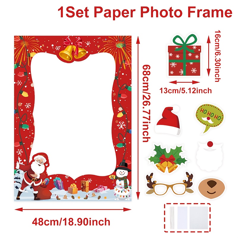 TEMU Single Paper Photo Frame, Festive Photo Booth Frame, Collapsible Paper Picture Prop For Holiday Gatherings & Events, Decorative Props For