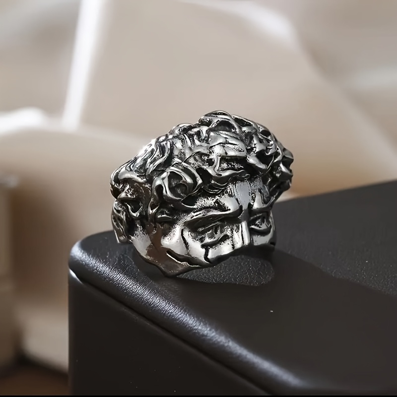 TEMU A Fashionable Renaissance , Vintage Art Piece, Niche Trend, Versatile, High-end Index Finger Ring Accessory For Men