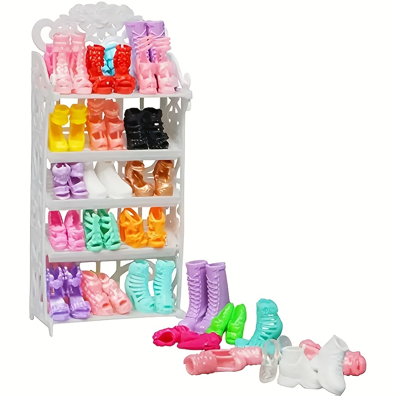 

Set Of Doll Shoes, Including A Shoe Rack And 10 Pairs Of High Heels/sandals, Suitable For An 11.5-inch Girl Doll's Shoe Rack.