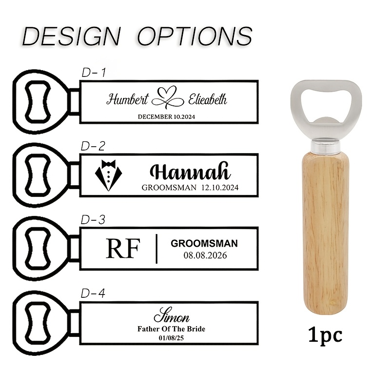 TEMU 1pc/10pcs Custom Wooden Bottle Opener, Personalized Engraved Wooden Bottle Opener, Groomsman Gift, Wedding Guest Favor, Party Favor, Wooden