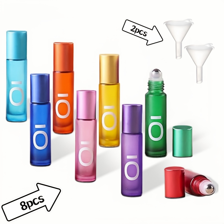 E-shop 8 Stück 10 ml Flaschen, inklusive Trichter zum Füllen, geeignet für Blumenwasser, Lotion, und ätherische Öle, tragbare