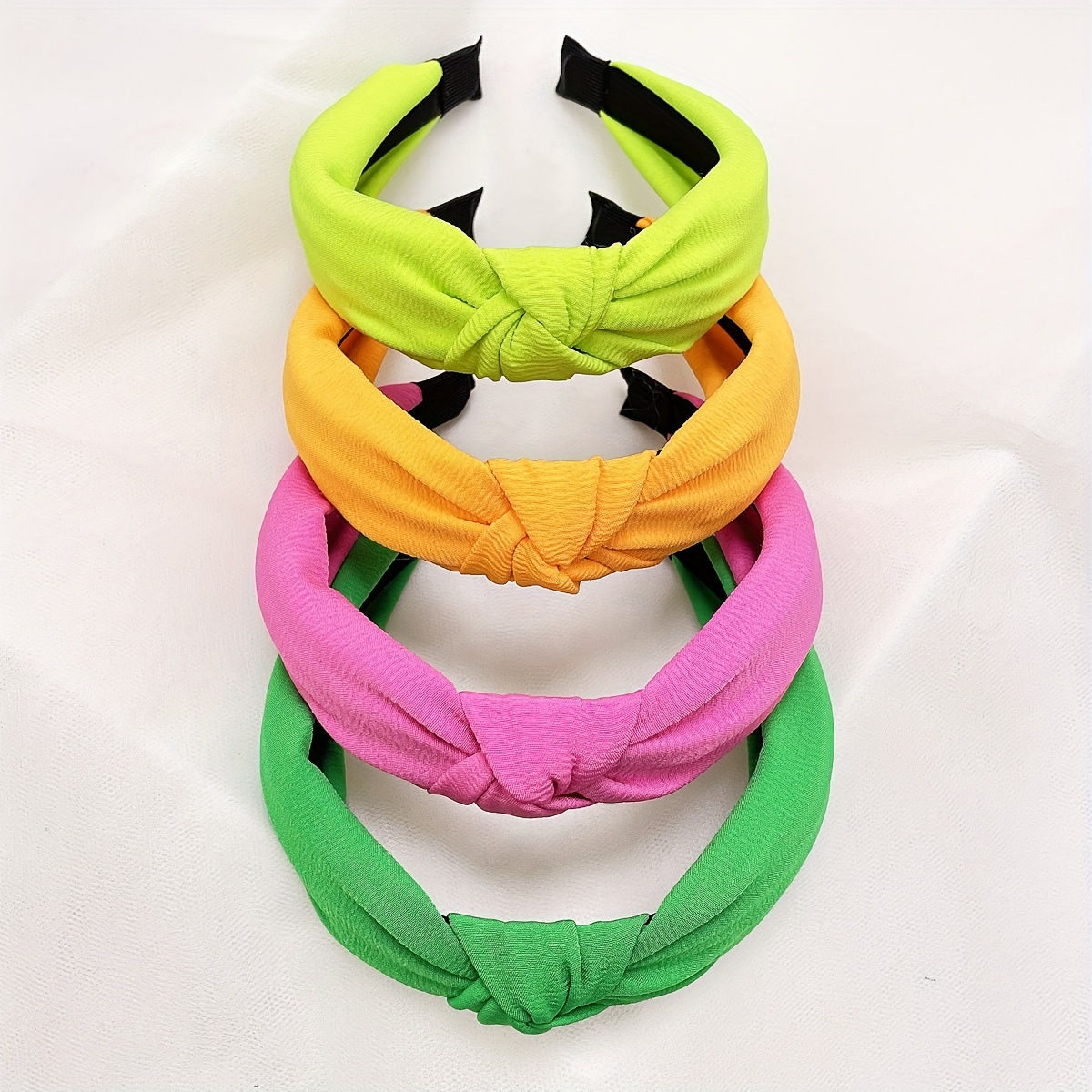 

4pcs Candy Color Wide Brimmed Head Bands Elegant Knotted Hair Hoops Trendy Hair Accessories For Women And Daily Use
