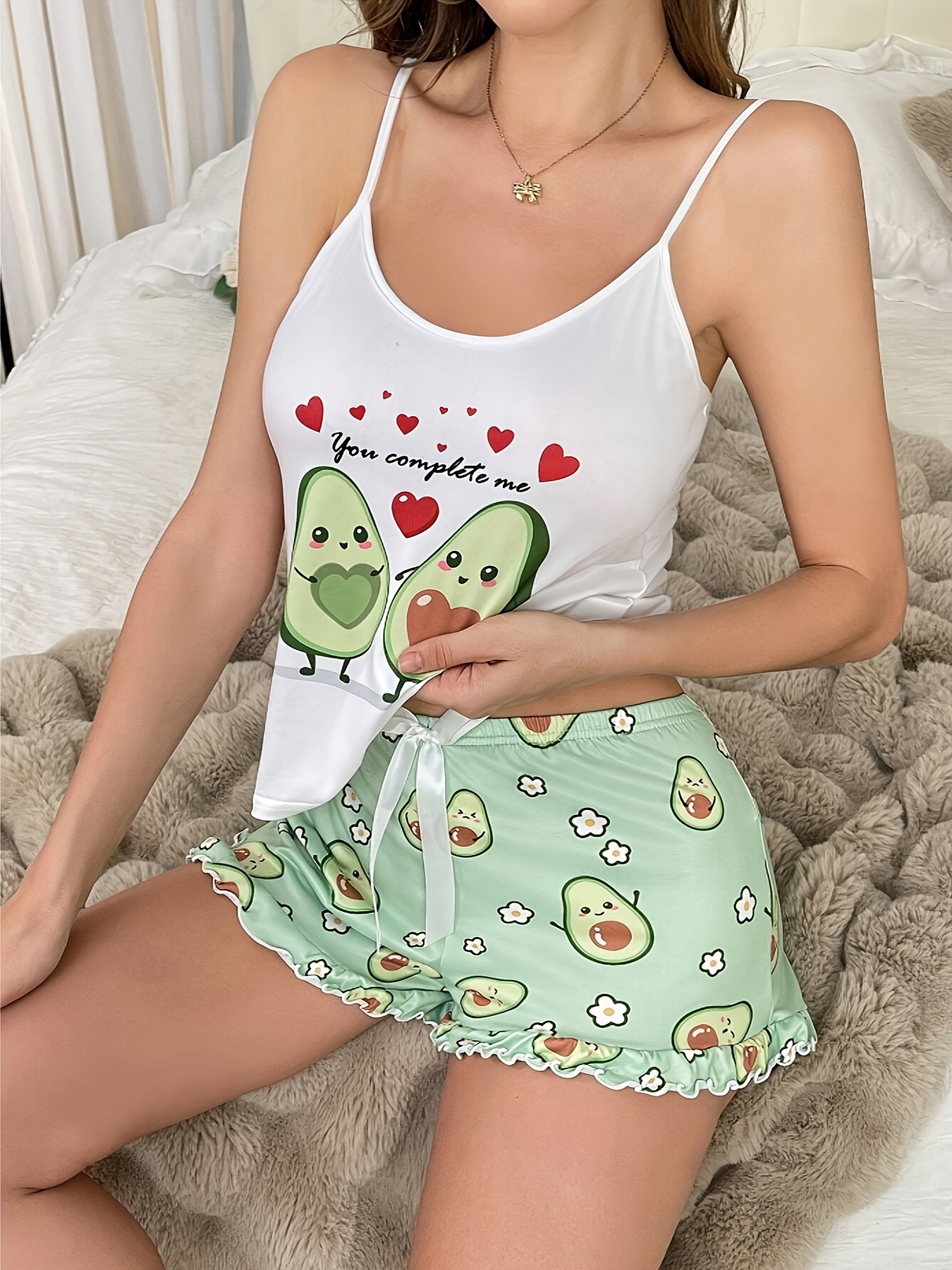 PalaceNights Set di pigiama da donna con colletto, inserto di pizzo