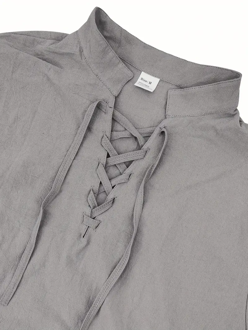 mens elegant linen v neck long sleeve t shirt with cross strap detail breathable regular fit for casual outdoor evening wear spring summer fall versatile top casual wear tee tshirt linen fabric t shirts Product details 36