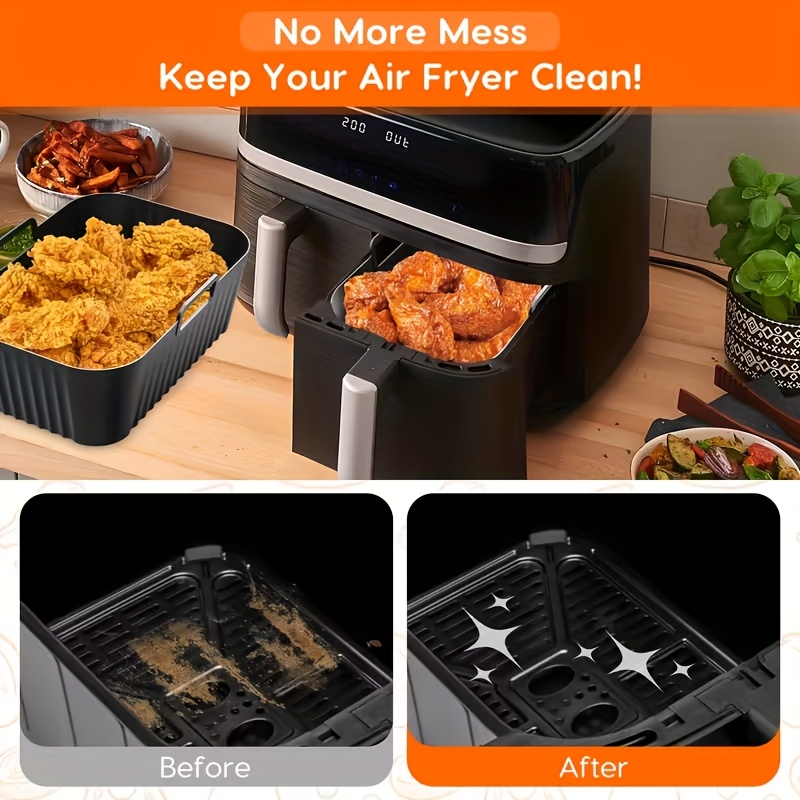 Sartén de Freidora de Aire de Doble Zona Compatible con Hornos y Microondas - Cesta Antiadherente Reutilizable, Fácil de Limpiar, Ajuste para la Mayoría de Freidoras de Aire y Uso Comercial, Compatible con Freidoras de Aire, Hornos, Microondas (Capacidad de 9L) - para cocina