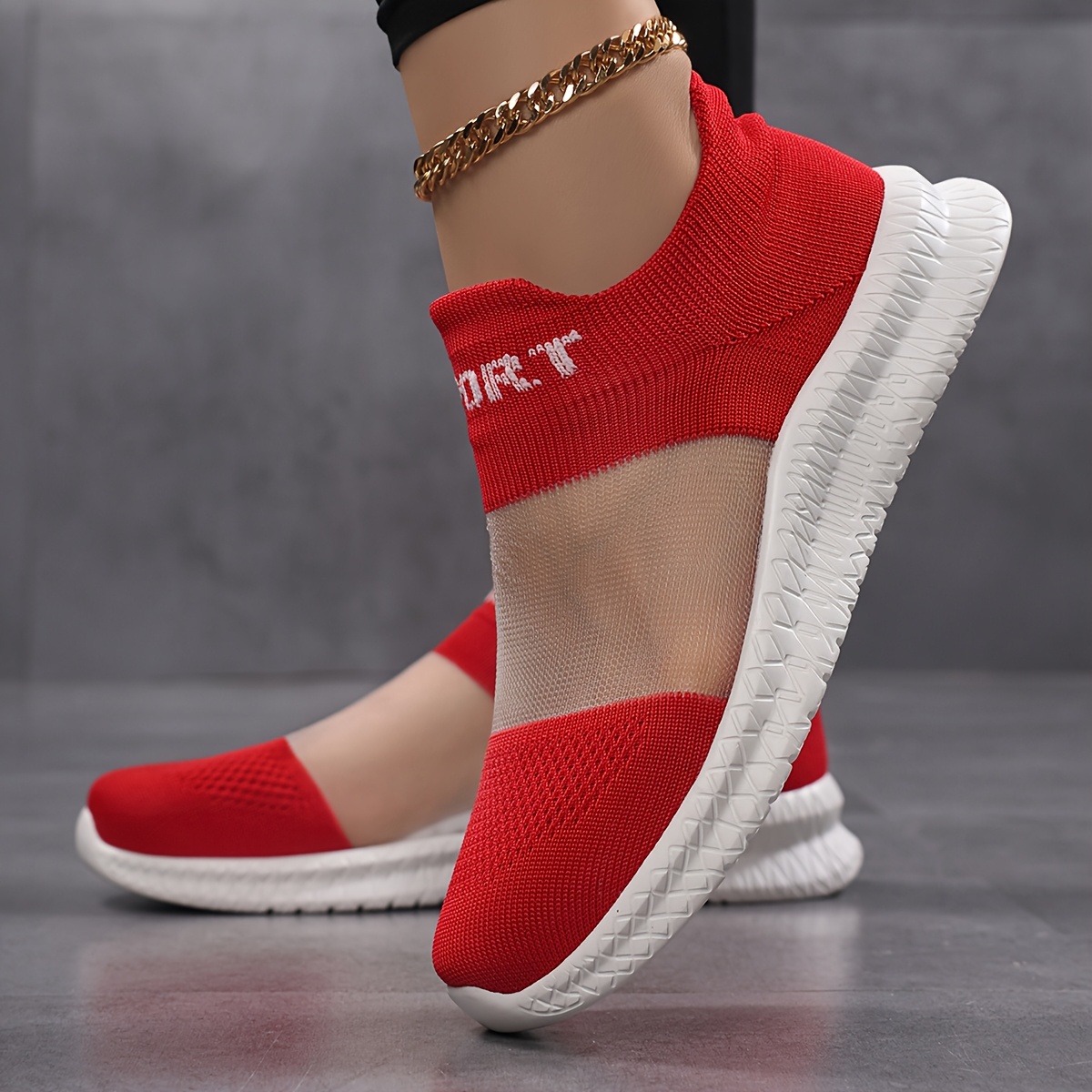Women's Slip-On Sneakers - Breathable Lightweight Shoes with Non-Slip Phylon Sole, Slip-On Design for Gym, Running, Everyday - Red/, Multi-Color Options (EU 35-44 / US Women's 3-9) - All-Season Casual Sneakers, Ladies Sneakers, Mary Jane Style, Breathable Material