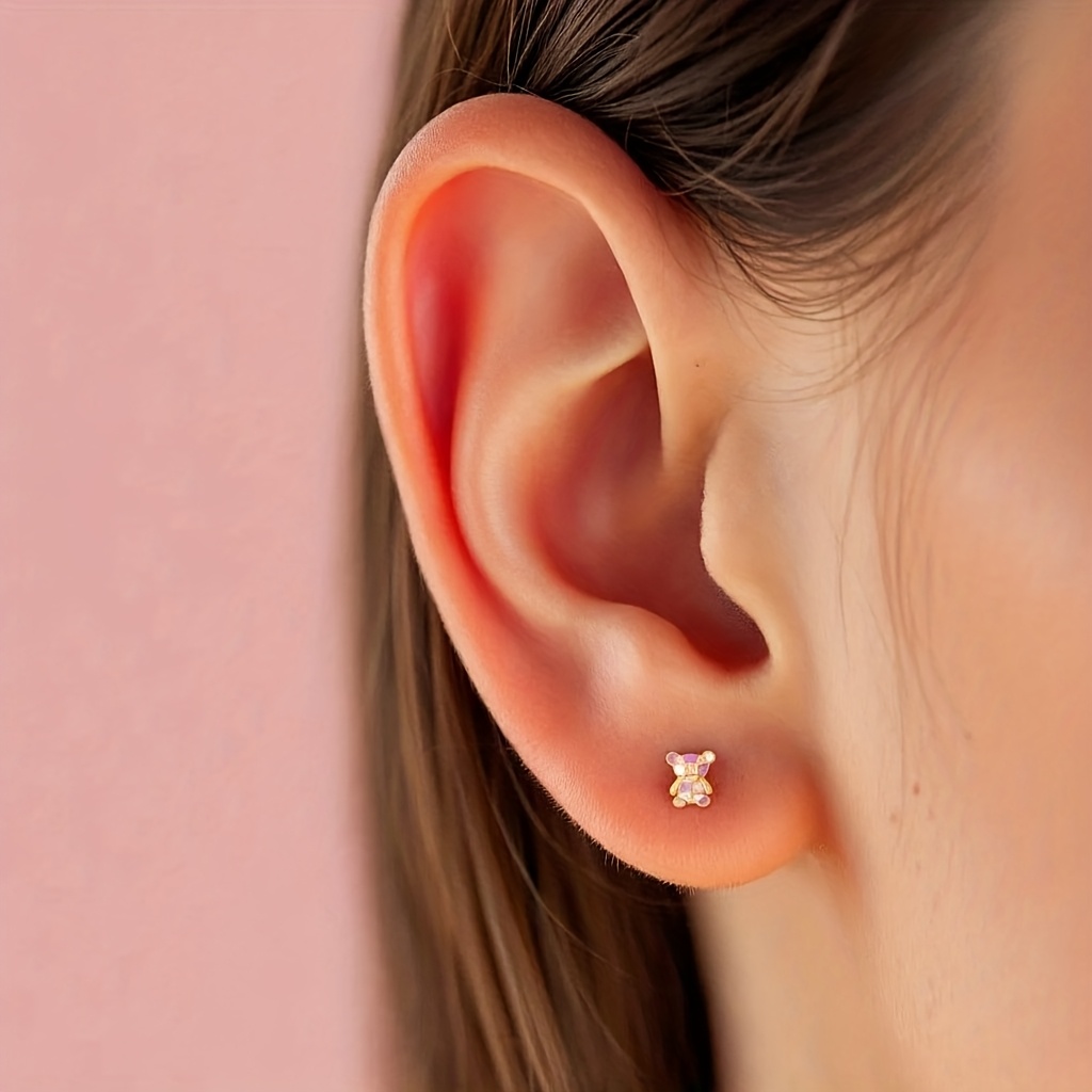 Women's Colorful Bear Enamel Earrings, Fun & Playful