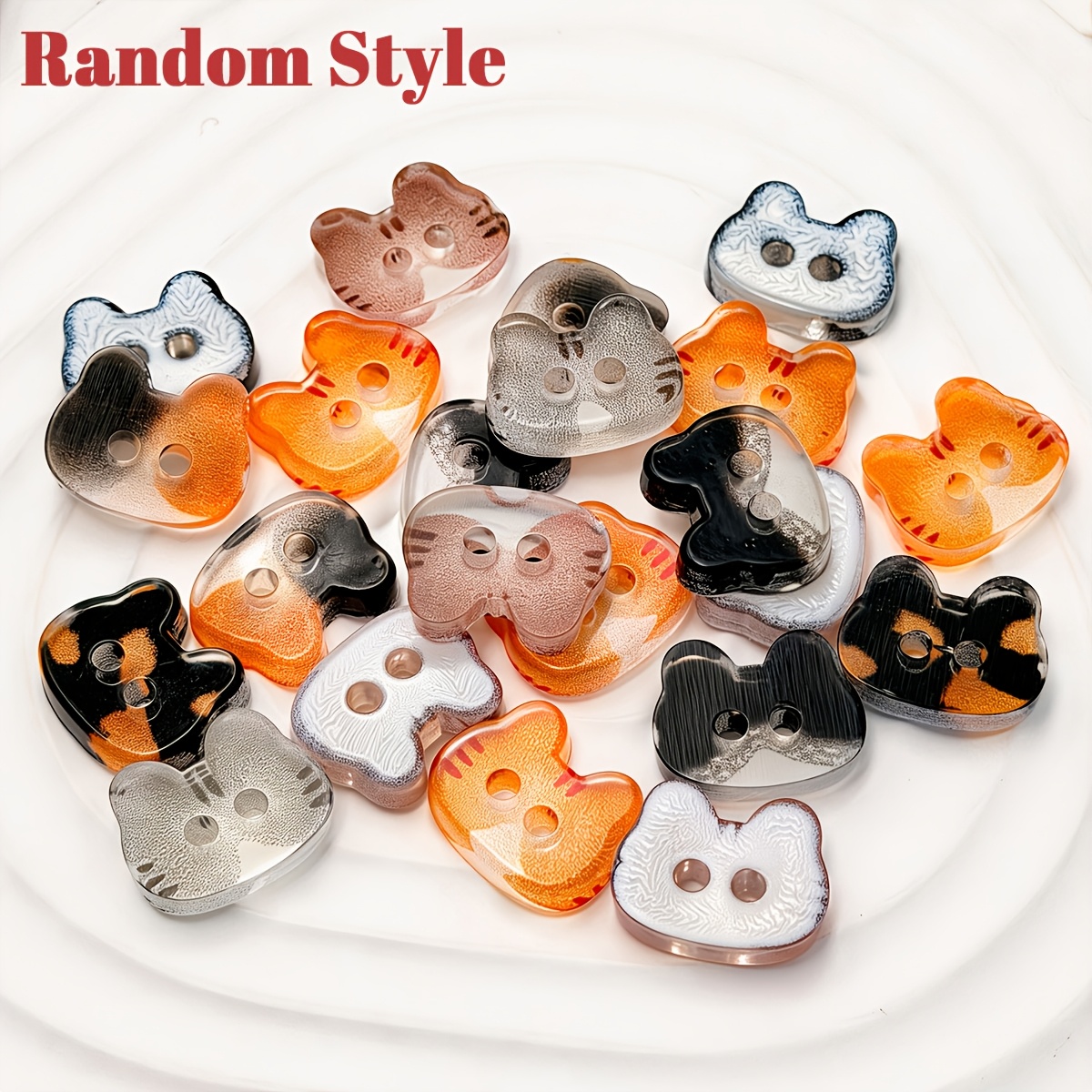 TEMU 30pcs 12mm Cute Cat Buttons, Random Mixed Color 2-hole Sewing Buttons For Scrapbooking, Clothes And Handmade Crafts