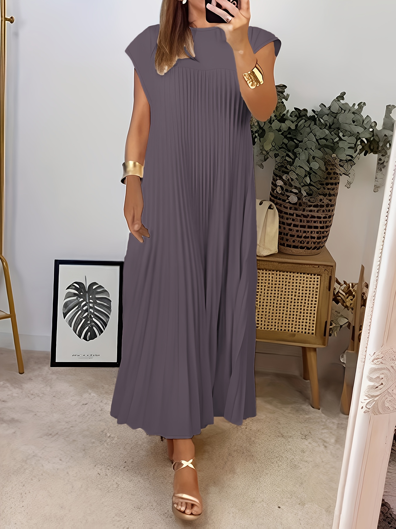 temu elegant dresses sale Selinadress Scoop Elegant Princess Silver Sparkly Long Prom Dress Even –  SELINADRESS main image 1