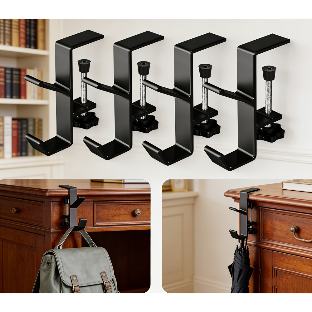 4pcs Adjustable Desktop Hook, Backpack Hook, Student Desk Side Hanging Bag Artifact, Suitable For Desktop Storage, Hanging Bags, Keys, Wallets, Headphones, Etc, Utility Hooks