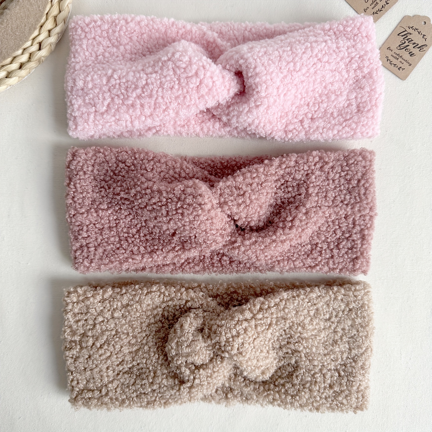 Teddy Solid Color Cross Hairband Face Washing Hair Tie 3pcs Set
