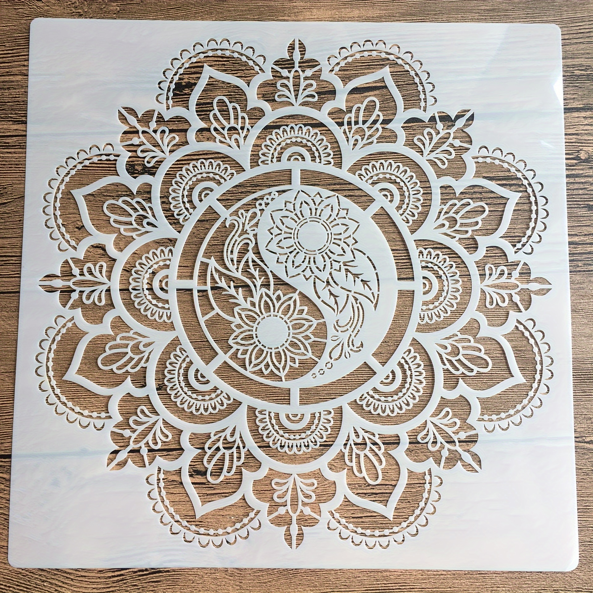 

30 * 30cm Diy Craft Mandala Tai Chi Mold Painting Stencils, Stamped Photo Album Embossed Paper Card On Wood, Fabric, Wall Decor Stencils Eid Al-adha Mubarak
