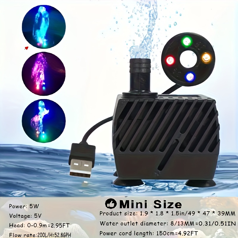 Temu – TEMU Garden Mini Fountain, Usb Water Pump, Portable Pump For Fountains And Aquariums, Rated