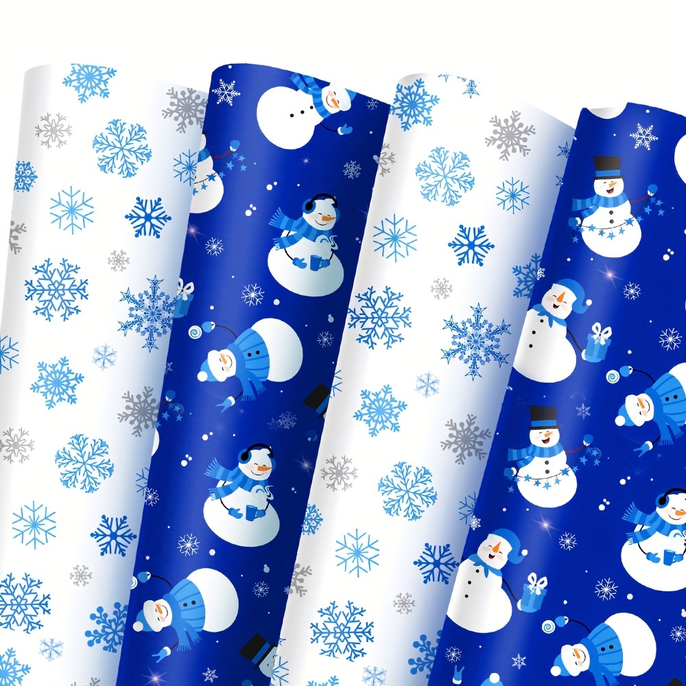 

Christmas Gift Wrapping Paper 6 Sheets Set - Cartoon Snowmen And Snowflakes, Reindeer Pattern Double-sided Holiday Wrap, Craft Paper For Festive Presents