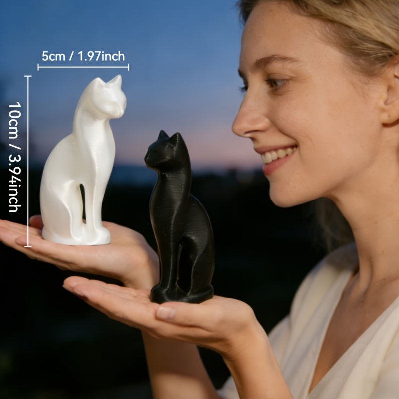 TEMU 1 Pair Of Home Decoration Black And White Cat Statue Ornaments, High-end Desktop Art Display, Gift Elements For New Year/valentine's