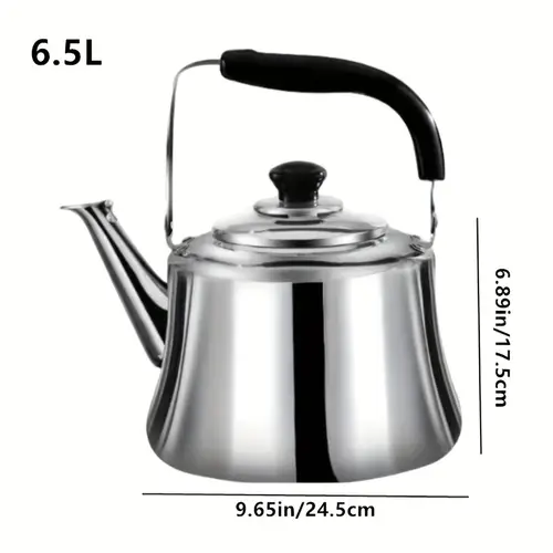 1개 스테인리스 스틸 주전자, 대용량 5l/6l/7l, 소리 활성화, 가스 스토브 및 유도 조리대용, 전원 불필요, 내구성 있는 가정 및 레스토랑 찻주전자