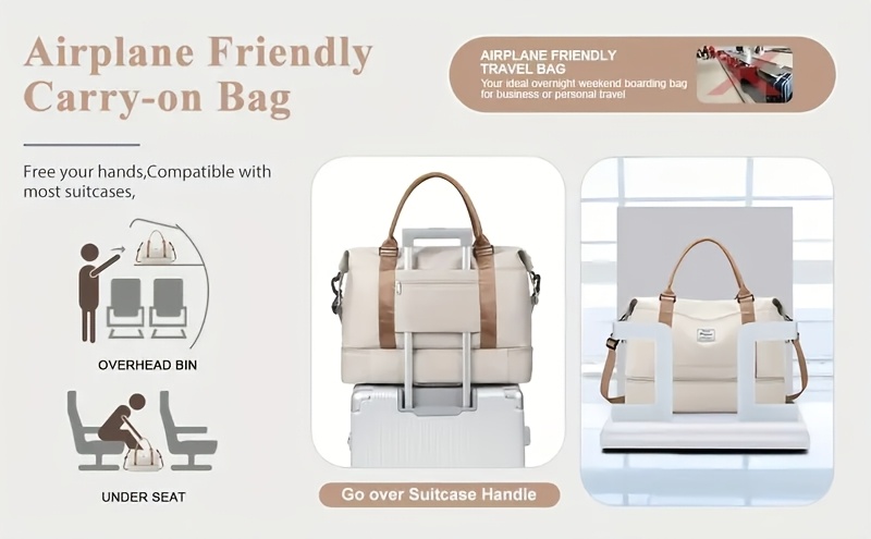 Juego de Bolsas de Viaje de Nailon, Gran Capacidad, De Moda, con Compartimiento para Zapatos, para Hombres, Mujeres, Playa, Casual, Fin de Semana, Compras, Regalo