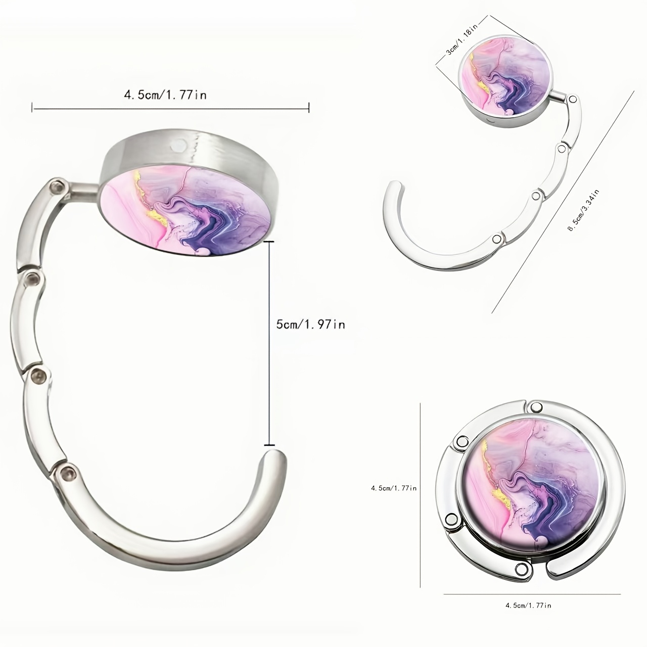 Portable Bag Hook with Colorful Flowing Sand Patterns